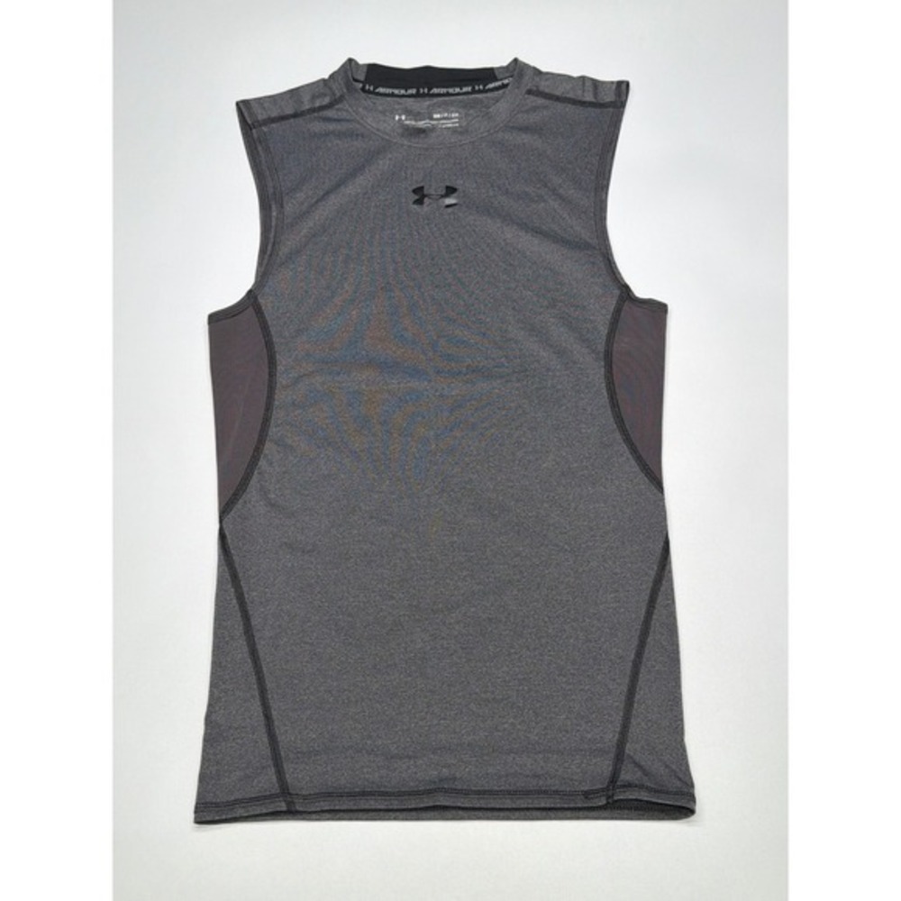 Under Armour Mens HeatGear Compression Sleeveless Shirt Gray SM SM/P/CH